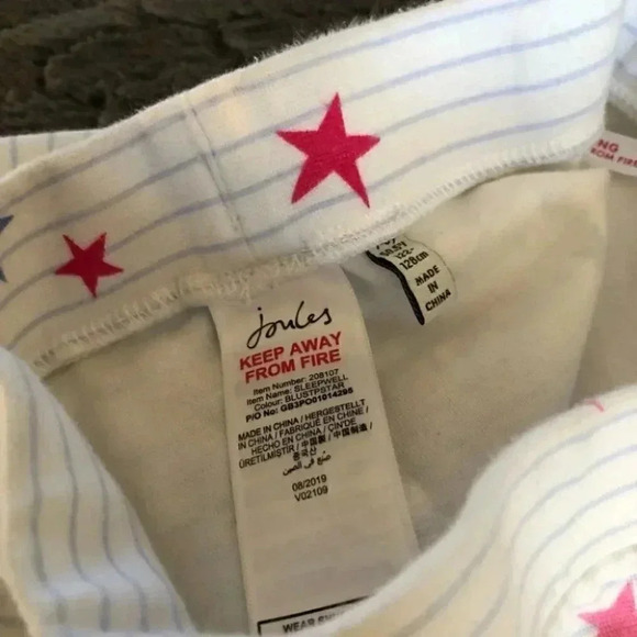 Joules Pajama Bottom Pants Stripes and Stars: 7/8y - Picture 5 of 8